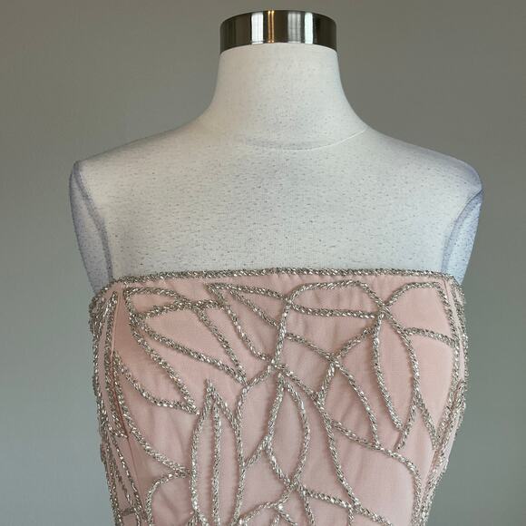 Aidan Mattox Beaded Strapless Fit and Flare Cocktail Party Dress Pink Size 12 - Picture 5 of 11